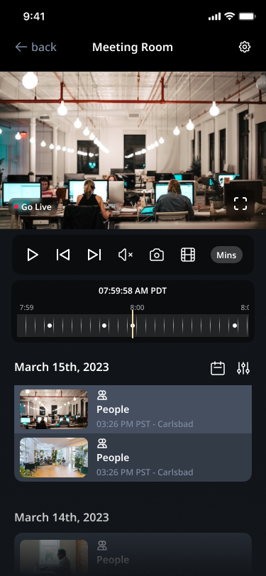 Duclo event history and video investigation interface